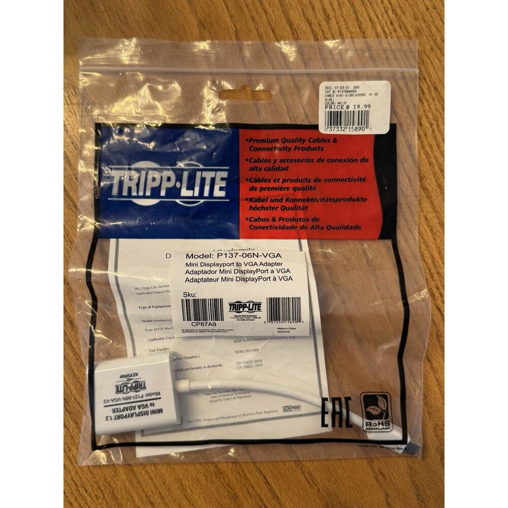 TRIPP LITE DisplayPort to VGA Adapter Model P134-06N-VGA - White